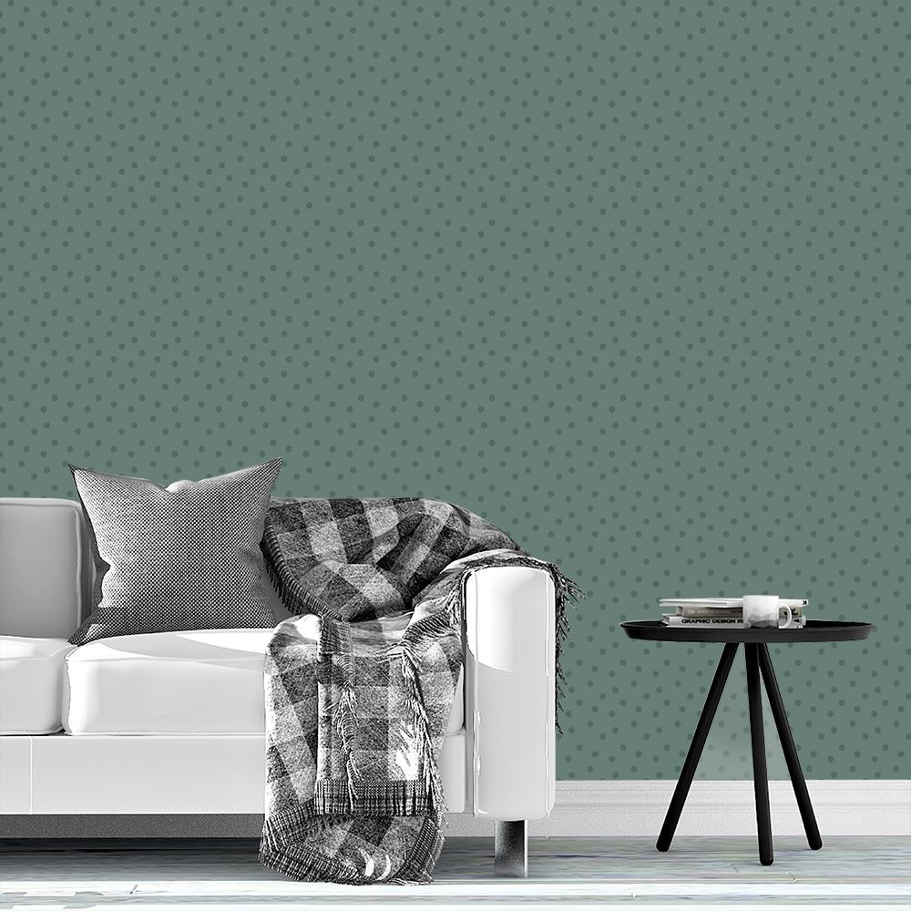 Modern Polka Dots 2 on Gray-Green