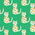Floral White Cats patterned with orange flowers on Green - Cats in the Garden Collection Image