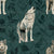 Boho Woodland Wolves on Teal Blue Image