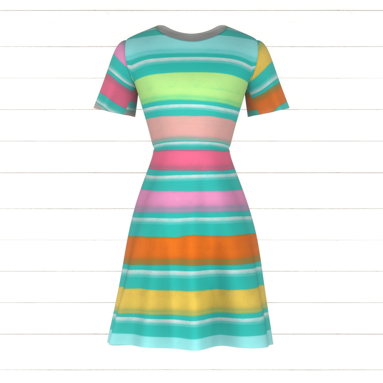Watercolor, women, swim, yellow, turquoise, pink, orange, paint strokes, stripes, kids, summer, spring, birthday, blue, green, orange
