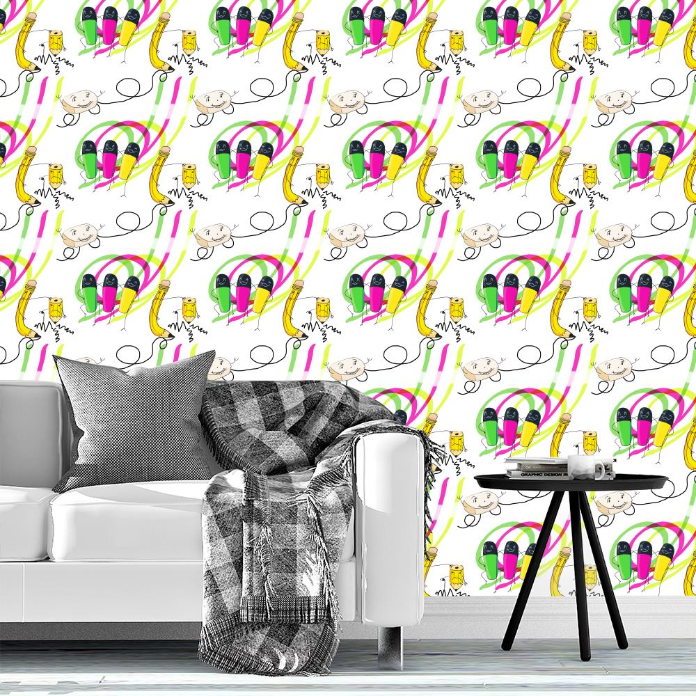 Back to school dance, wallpaper for children, kids pattern seamless