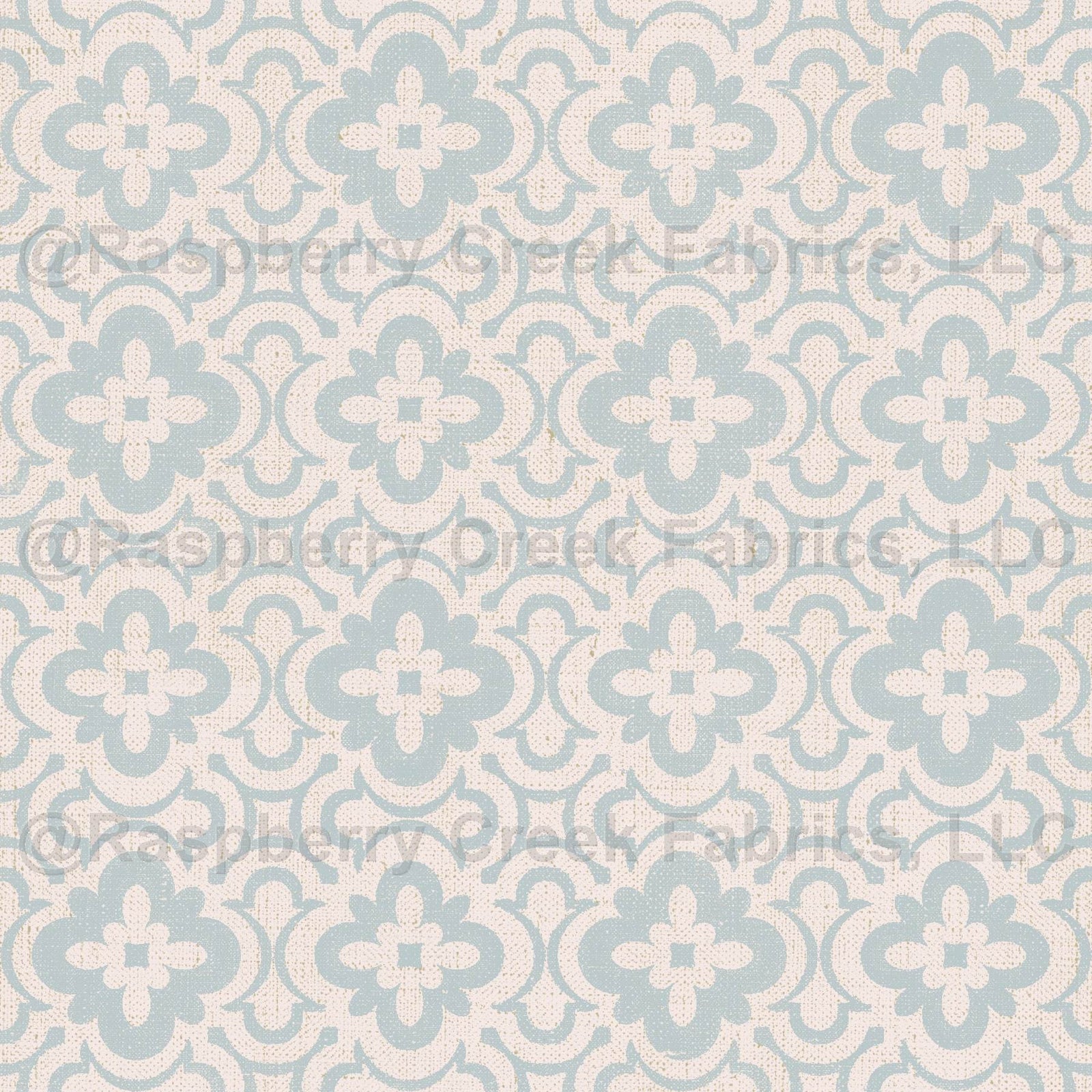 Stamped Linen Clover Geometric - Soft Blue