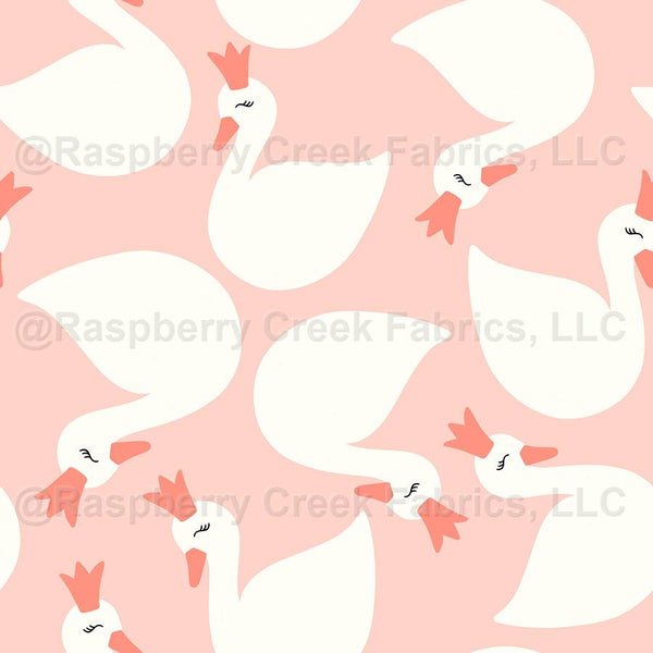 Tossed Swans on Peach - Raspberry Creek Fabrics