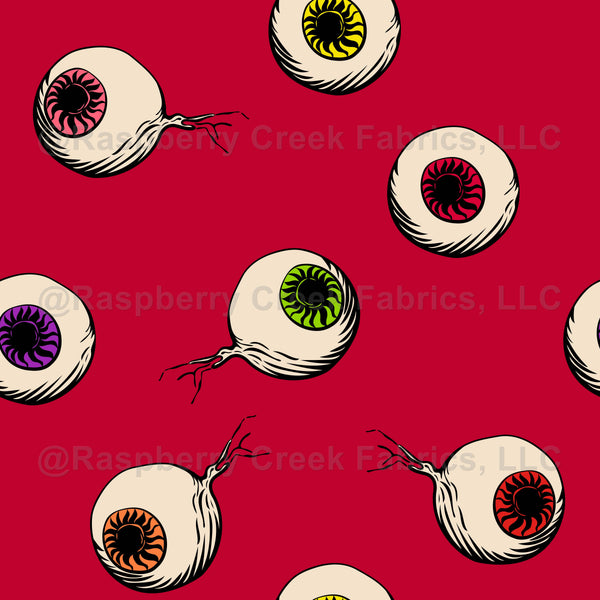 Creepy eyes in red. - Raspberry Creek Fabrics