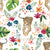 Tropical Jungle Jaguar with Jungle Floral on White Image