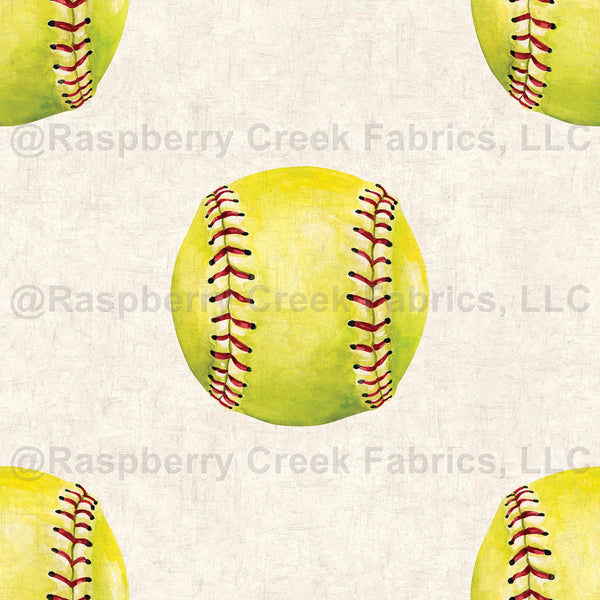All Star Sports Softball on Textured Cream - Raspberry Creek Fabrics
