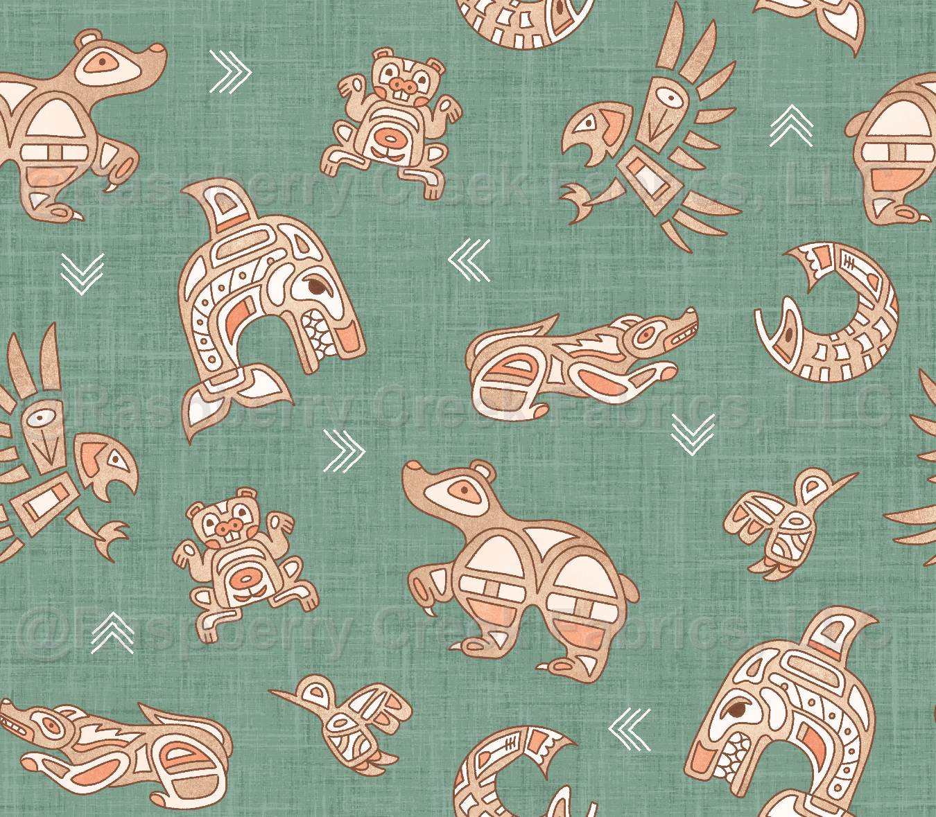 Alaska Tribal Animals Green