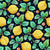 Lemon Blossoms Yellow Green with Pink Cherry Flowers on Dark Navy Black Image