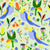 Parrot Parade Collection: Pale Headed Rosella Floral on Green Image