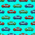 Colorful Toy Pixelated Video Game Cars on Turquoise Wallpaper Image