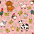Farm Animals Sunflowers and Daisies in Pink Image