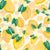Kitchen and cottage gouache lemons with bright green leaves on a light beige color background Image