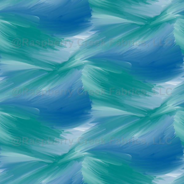 Abstract Green and Blue Waves - Raspberry Creek Fabrics