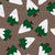 Snow capped green trees Christmas brown checkerboard. Dense tossed subtle christmas fir spruce forest.  Perfect for Quilting, Home Décor, or fun pieces of clothing. Fits Christmas, cabin, wood, hunting, nature, outdoor themes. Image