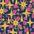 Golden Compass Roses and Pink Roses Scattered on a Navy Blue Background Image