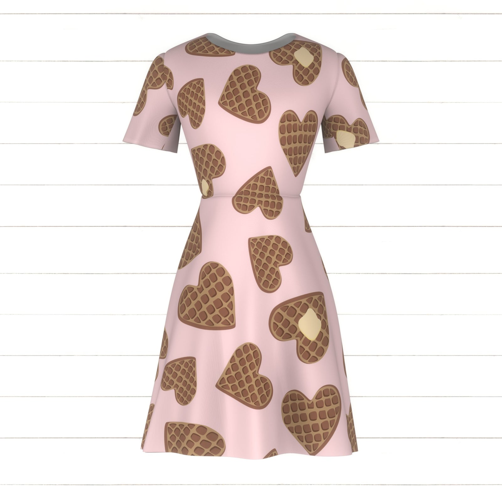 Heart Waffles with Butter Toss on Pink