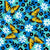 Tiger Swallowtail Butterflies on Blue Checkerboard Image
