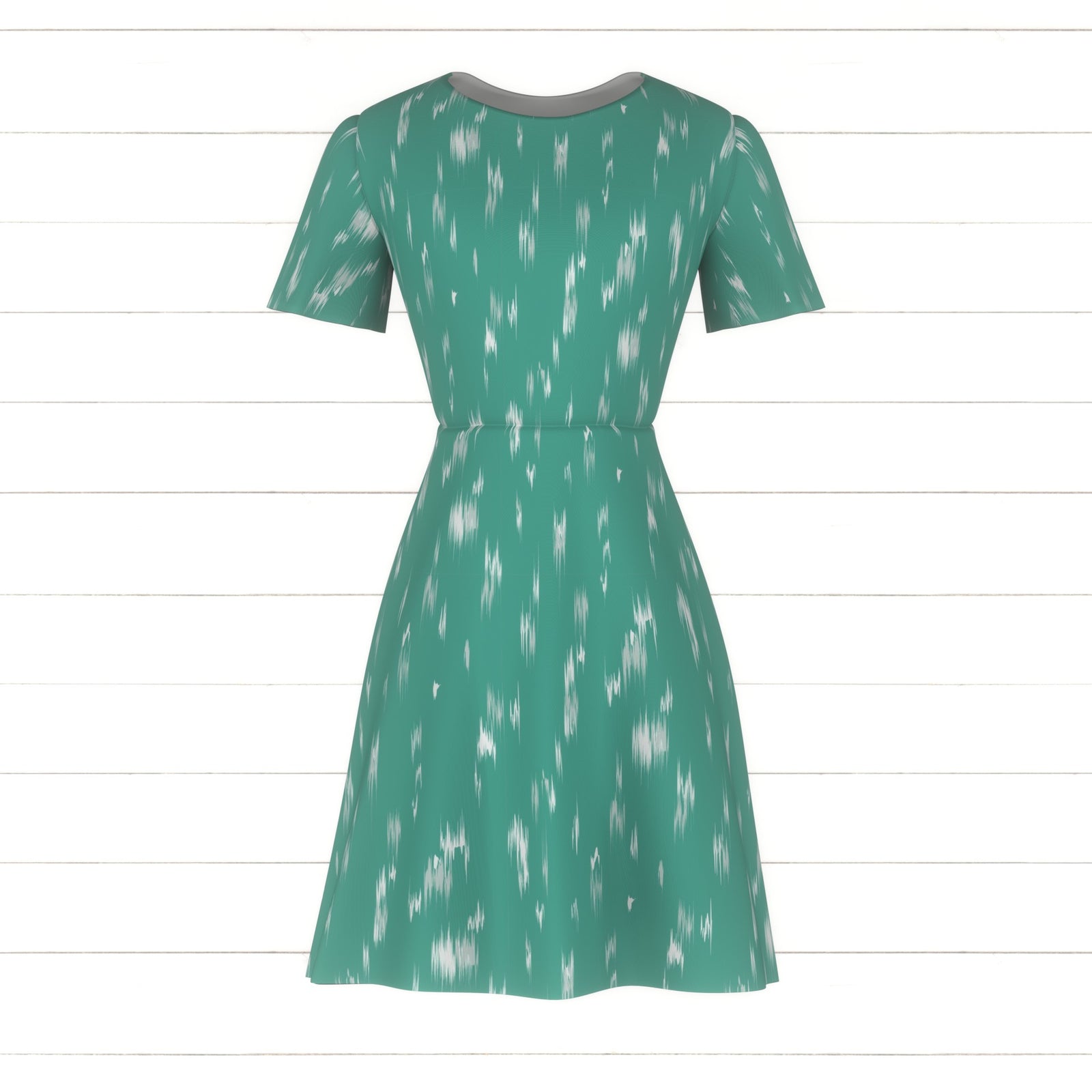 Seafoam Green and White Abstract Brush Stroke Print Fabric