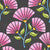 Dusty Pastel Pink and Deep Gray Japanese Fan Flowers Dark Watercolor Image