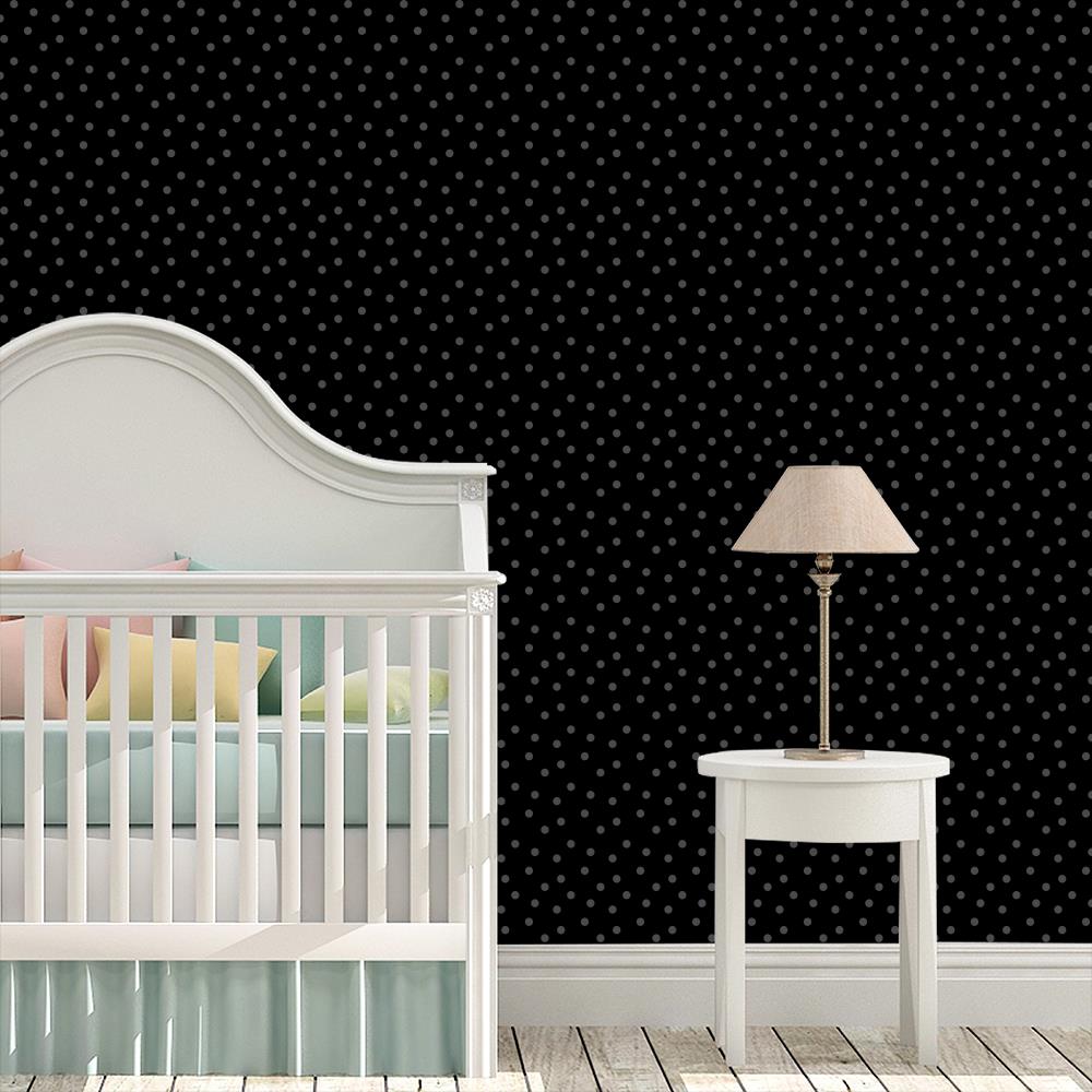 Modern Polka Dots on Black