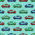 Colorful Toy Pixelated Video Game Cars on Green Blue Wallpaper Image