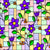 Purple Flowers, Floral Pattern, Colorful Mosaic, Stained Glass Image