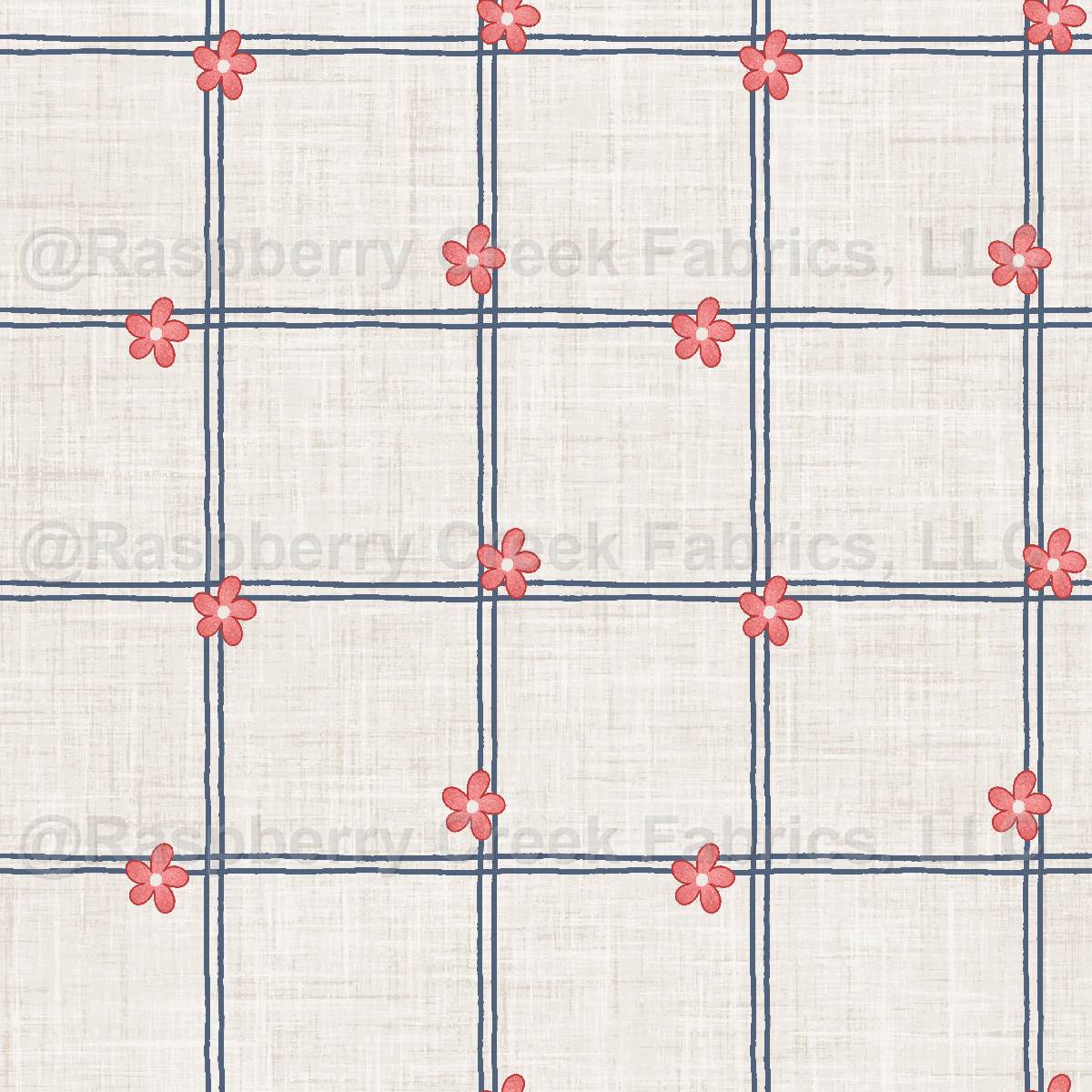 Yankee Doodle Flower Plaid White