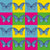 Pop Art Butterflies on Blue Yellow Pink and Green Image