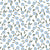 Tossed Blue Flowers and Leaves on White, Aegean Summer by Stephanie Fiona Design Image
