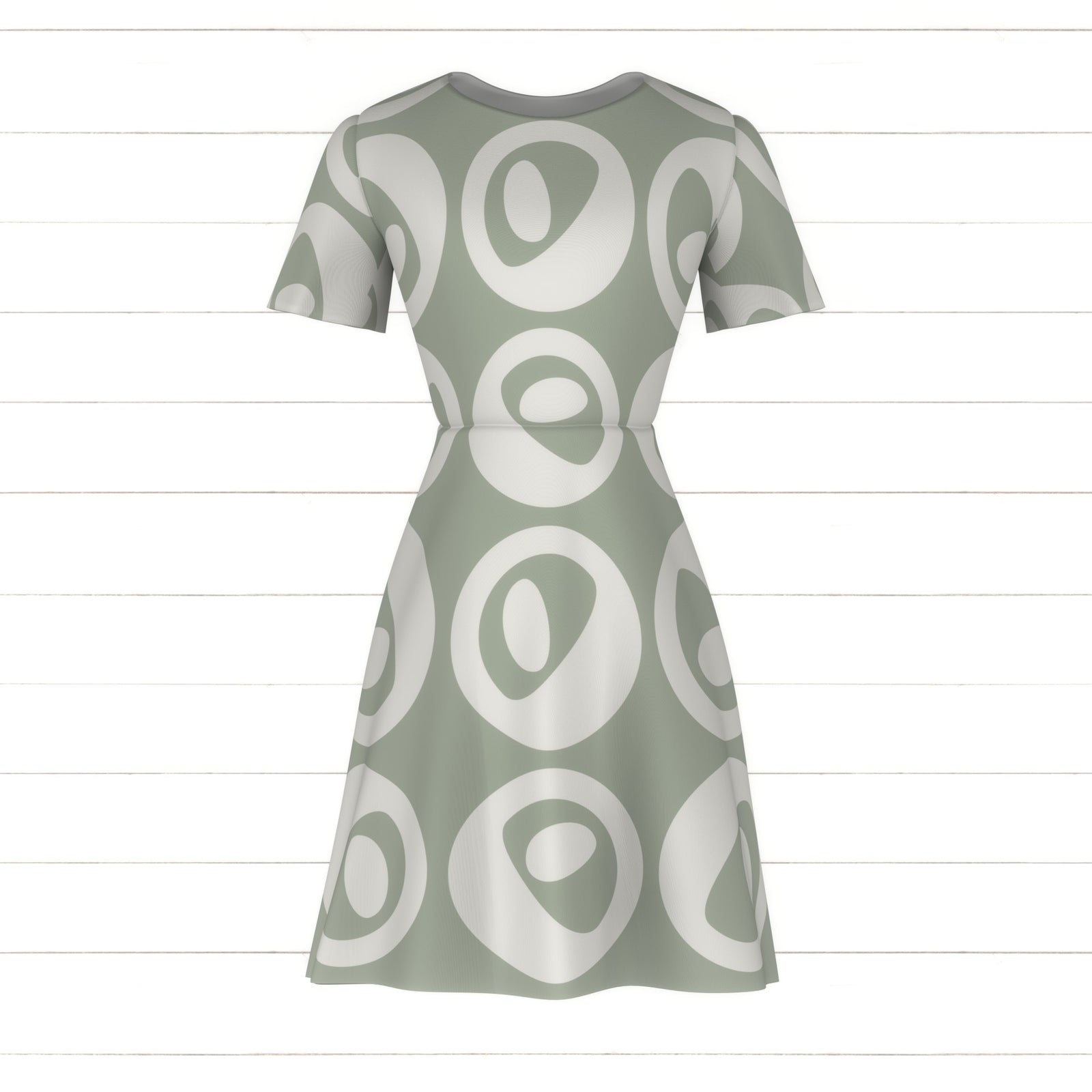 Large salt green eyed dots tasselating stripes art deco style. Understated elegance with ornamental charm. The muted, elegant color palette lends a timeless and refined appearance. For modern interiors, textiles and wallpapers.