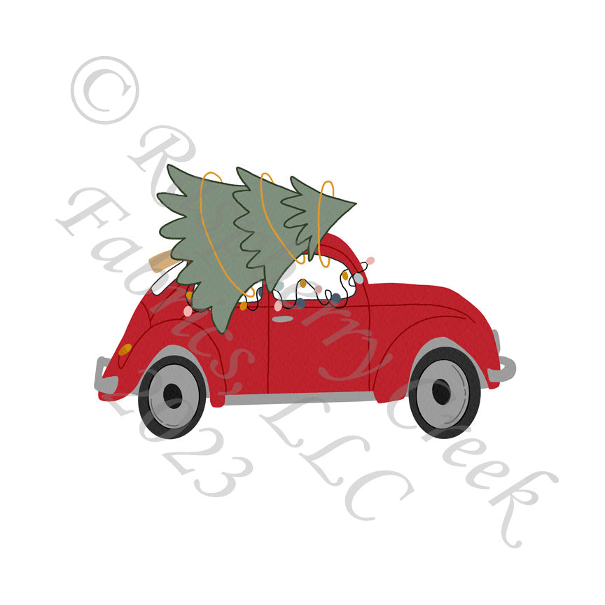 Red Sage and Grey Christmas Tree Car Panel, Christmas by Brittney Laidlaw for CLUB Fabrics