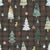 Christmas Day - Chtistmas trees and ornaments over a brown gingham Image