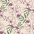 Line art purple wild poppies and leaves on a light beige background. Image