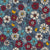 American Folksy Floral - Hero 01 Red, Aqua, Khaki, Yellow on a Denim Blue Image