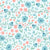 Lydia Ditsy Floral in Coral Pink, Blue and White on a Pastel Blue Background Image