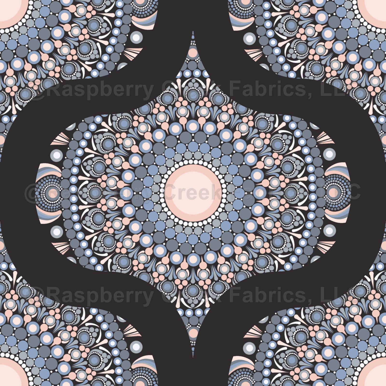 Ornate Apricot Serenity Dot Mandala Mid Mod Ogee