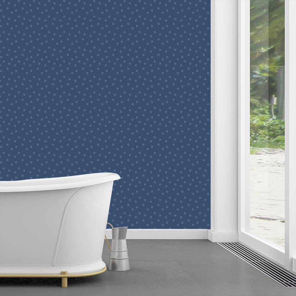 Modern Polka Dots on Dark Blue