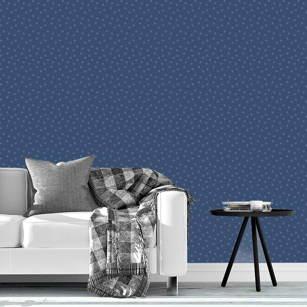 Modern Polka Dots on Dark Blue