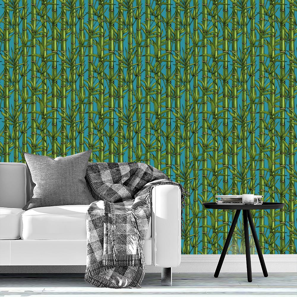 Bamboo forest on blue