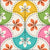 Retro Beige Maple Leaves and Bright Rainbow Scallops Hot Multicolored Image