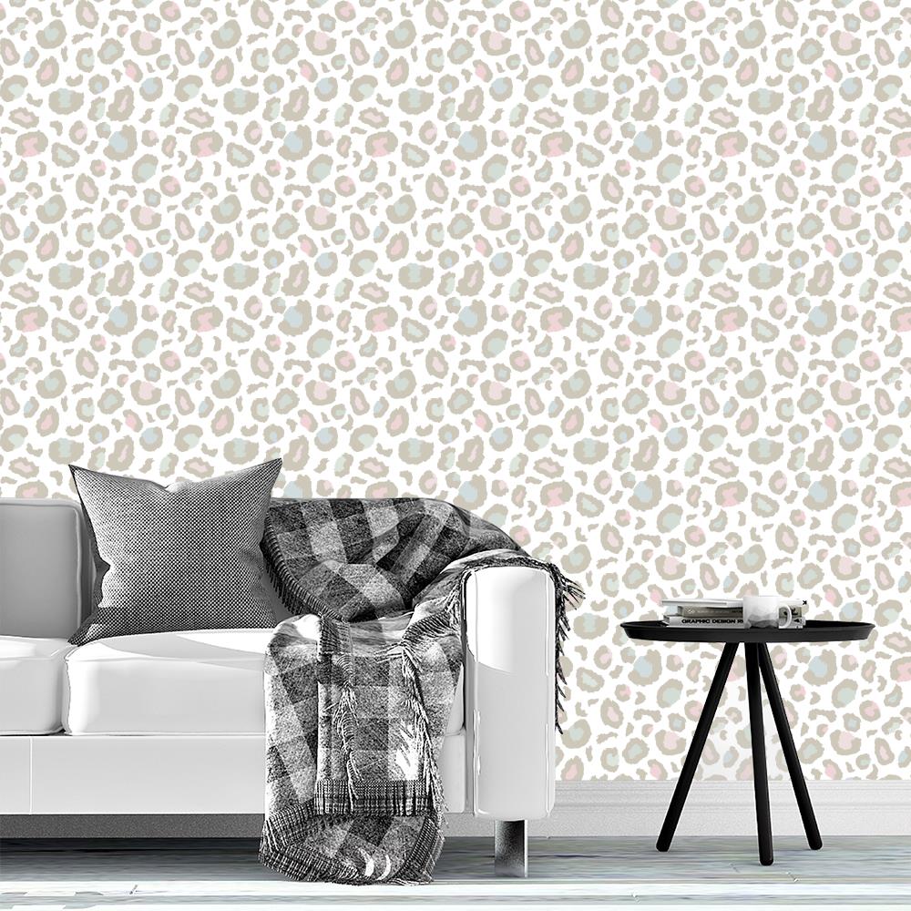Boho Pastel White Leopard Print wallpaper