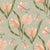 Light peach tulips and butterflies on a light green color background Image