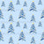 Hand painted watercolor Christmas trees in winter blue with yellow and red ornaments and snowy tops on a blue background. Light Blue Image