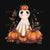 Cute Ghost With Pumpkins Panel For Tshirts In Orange, White And Black For Halloween Tshirts Image
