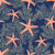 Starfihses and corals in a classic navy seascape fabric Image