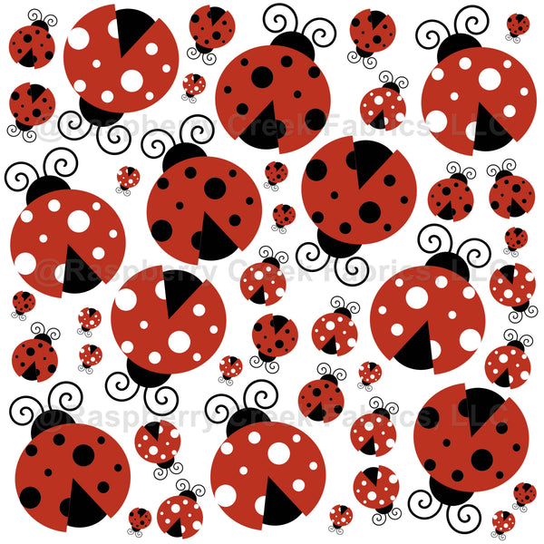 Pattern Of Ladybugs, Cute Ladybugs, Red Ladybugs - Raspberry Creek Fabrics