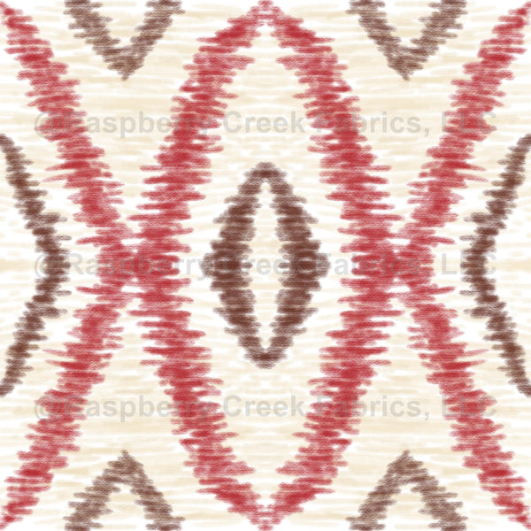Diamond Ikat Red Cream - Raspberry Creek Fabrics