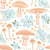 Fall Pastel Floral Mushrooms - Peach and Blue - Large Image