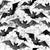 Halloween watercolor grunge pattern with flying bats. Black and white Image
