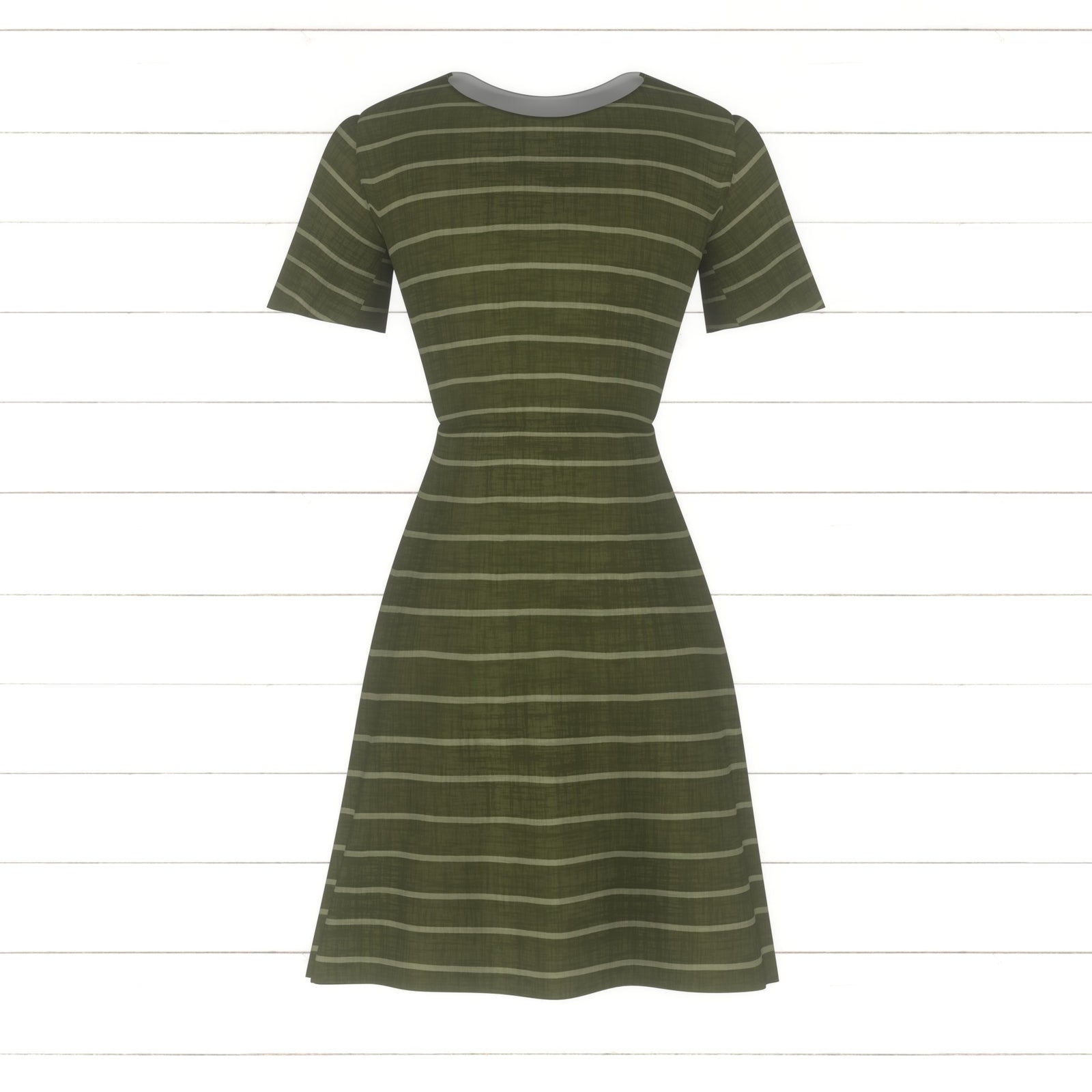 Faux Linen PRINTED Textured Stripe Moss